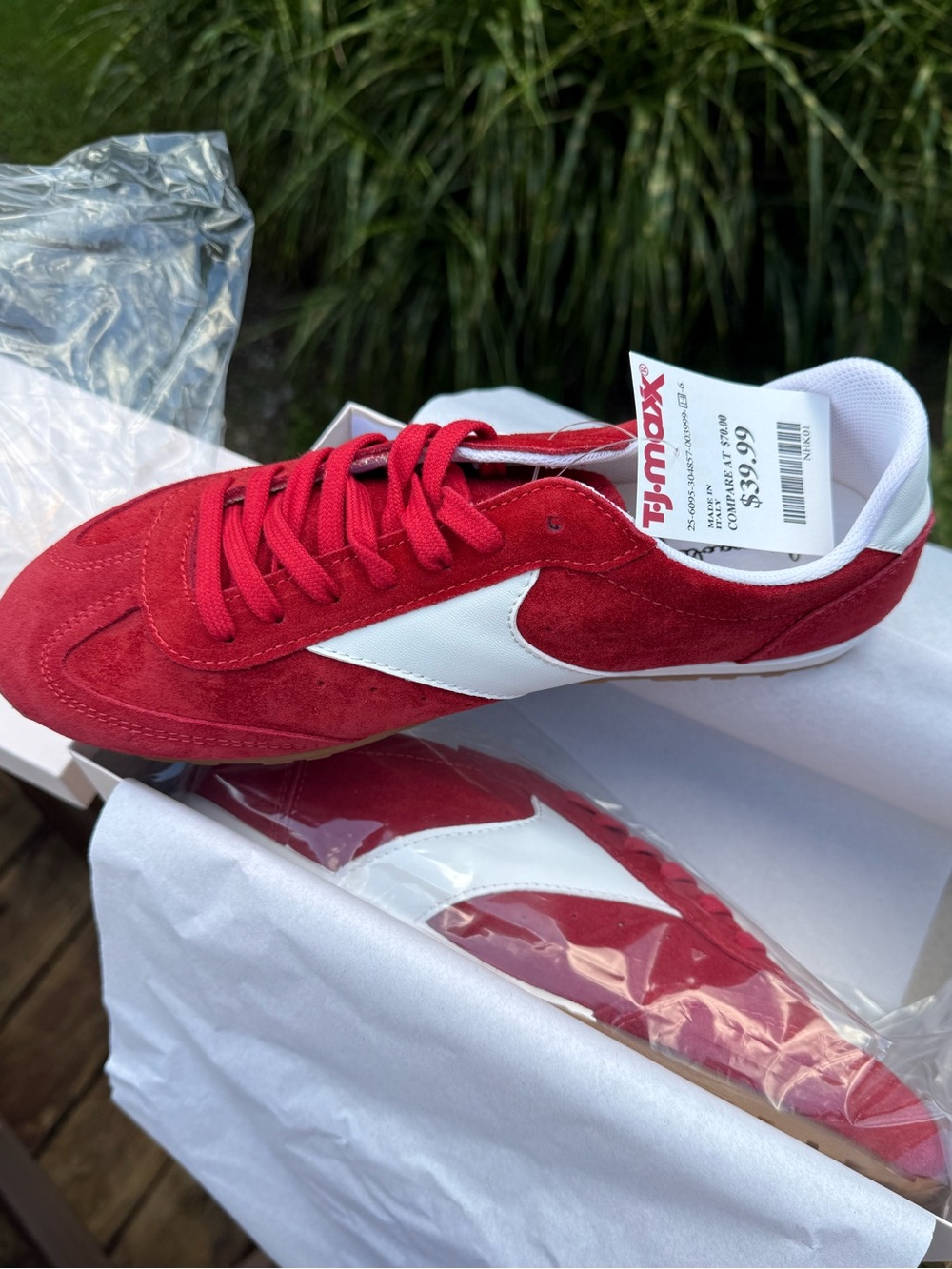 Mila Paoli Red Suede Sneakers with White Side Accent-Women’s Shoes